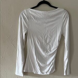 Aritzia Boat Neck White Long Sleeve Top